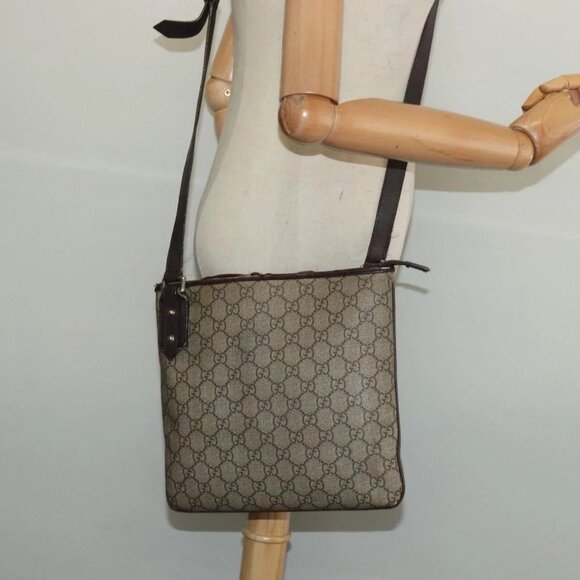 GUCCI GG Supreme Shoulder Bag PVC Outlet Beige Silver - Picture 1 of 16